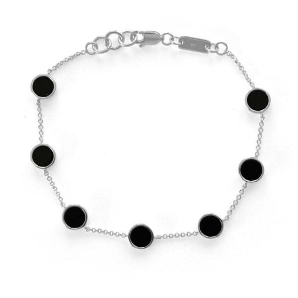 Herren Armband Silber elegant hochwertig Glieder mit schwarzem Onyx Edelstein