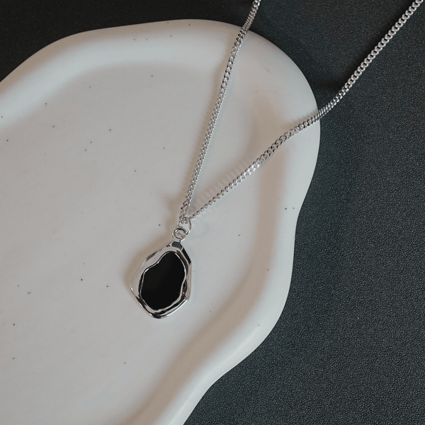 Minimalistisches Sterling Silver Halskette mit Onyx Anhänger für Männer