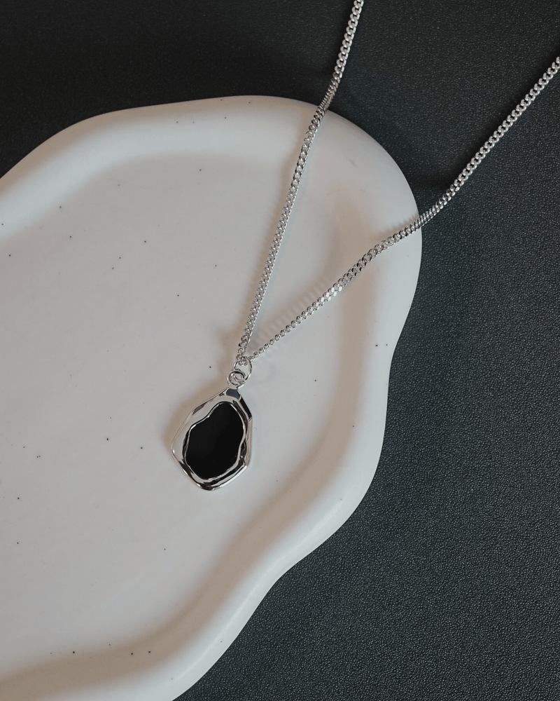 Minimalistisches Sterling Silver Halskette mit Onyx Anhänger für Männer