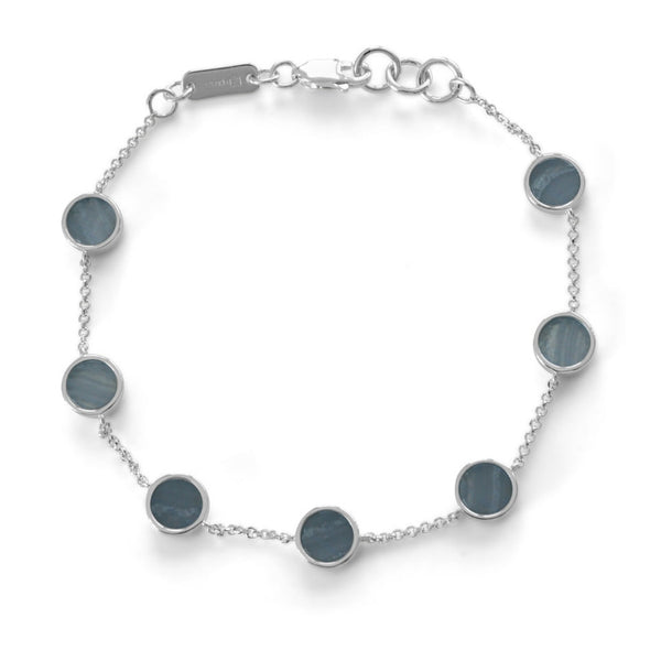 Herren Armband Silber elegant hochwertig Glieder mit blauem Aquamarin Edelstein verstellbar