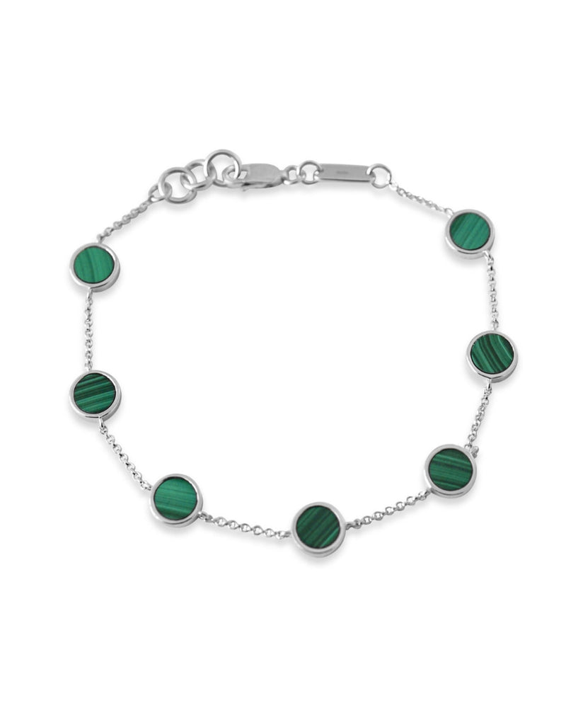 feines Silber Armband mit grünen Malachit Edelsteinen