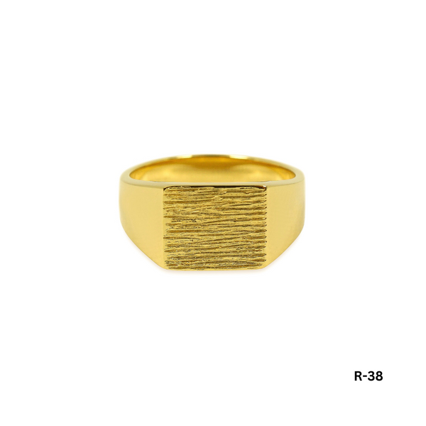 Set aus zwei Goldenen Ringen im "Raw" Stil Set Sprezzi 