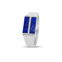 Minimalistischer 925 Silber Ring mit zwei blauen Lapis Steinen handgefertigt stilvoll elegant Sprezzi Fashion