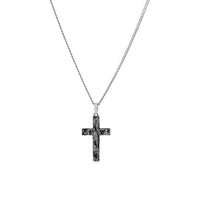 Elegante 925 Sterling Silber Halskette mit Kreuz Anhänger handgefertigt im Raw Design für stilbewusste Herren Sprezzi Fashion