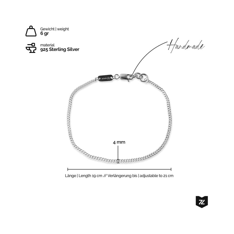 925 Sterling Silver Armband [Small Curb] Armband Sprezzi 