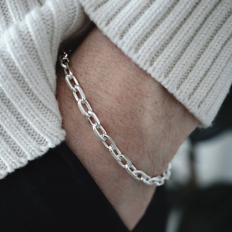 Hochwertiges 925 Silber Ketten Armband für Männer