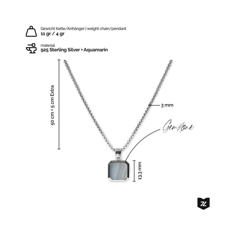 925 Sterling Silver Necklace [Aqua] Halsketten Sprezzi 