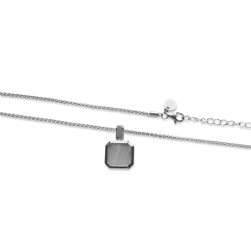 Herren Halskette Silber mit Aquamarin Stein Anhänger Sprezzi Fashion