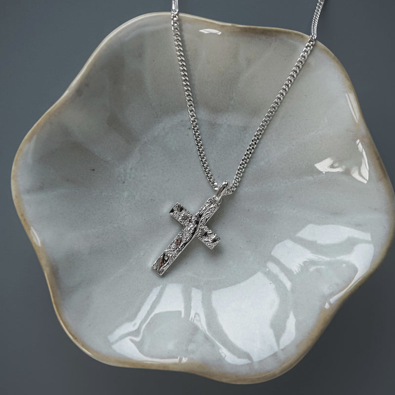 Herren Halskette 925 Sterling Silver mit Kreuz Anhänger Sprezzi Fashion