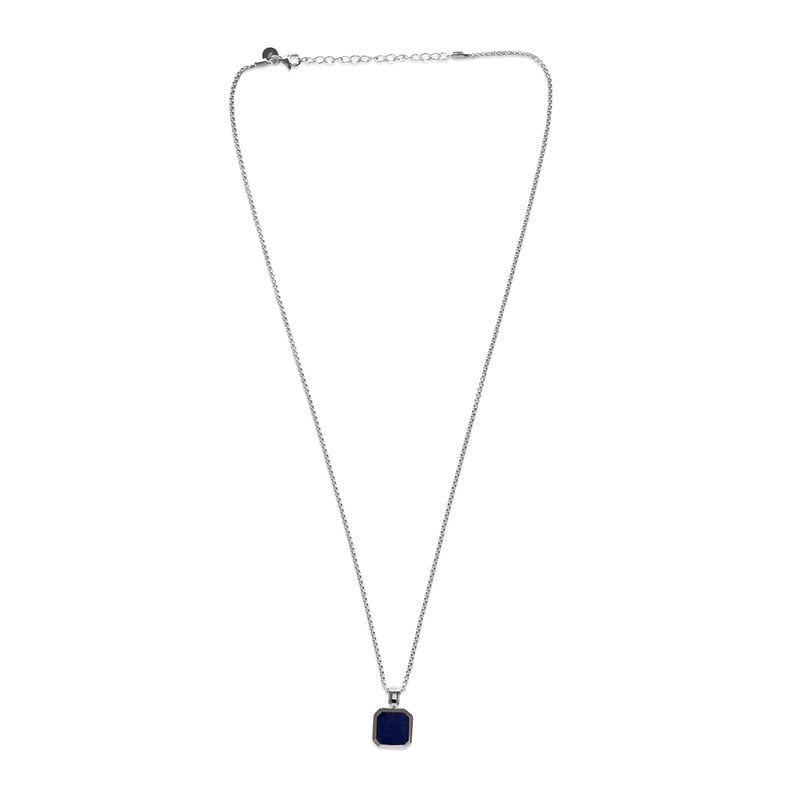 Herren Halskette Silber mit Lapis Stein Anhänger blau