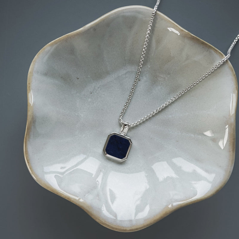 925 Sterling Silver Necklace [Lapis] Halsketten Sprezzi 