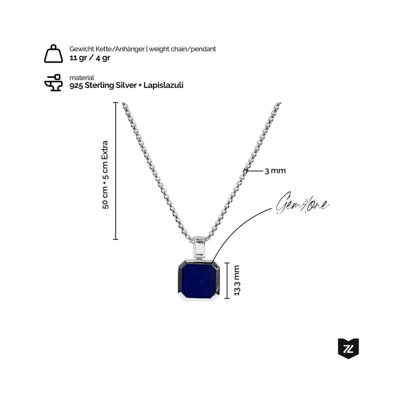 925 Sterling Silver Necklace [Lapis] Halsketten Sprezzi 