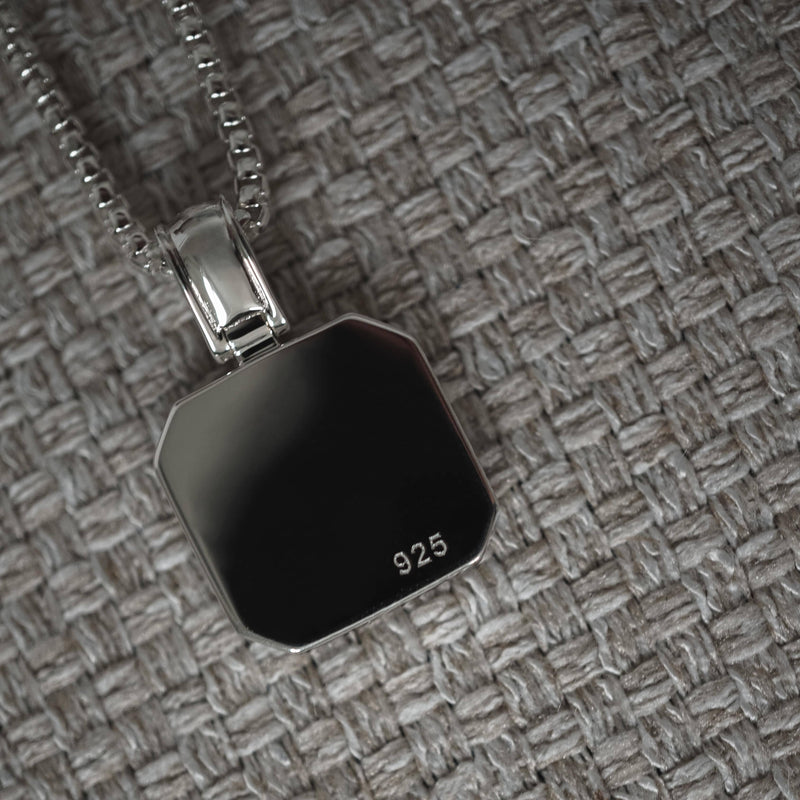 Herren Halskette Silber mit Onyx Anhänger schwarz Sprezzi Fashion