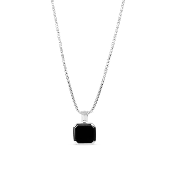 Herren Halskette Silber mit Onyx Anhänger schwarz Sprezzi Fashion