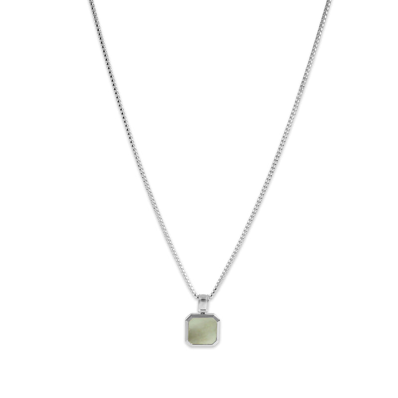Herren Halskette 925 Silber mit Mother of Pearl Stein Anhänger Sprezzi Fashion