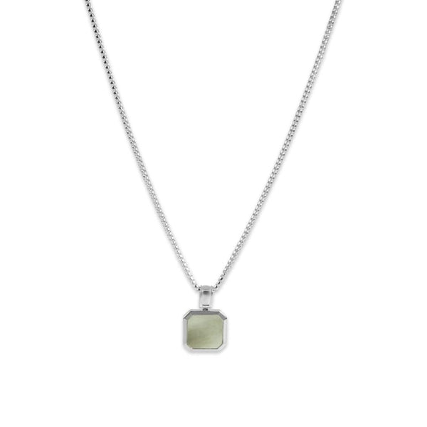 Herren Halskette 925 Silber mit Mother of Pearl Stein Anhänger Sprezzi Fashion
