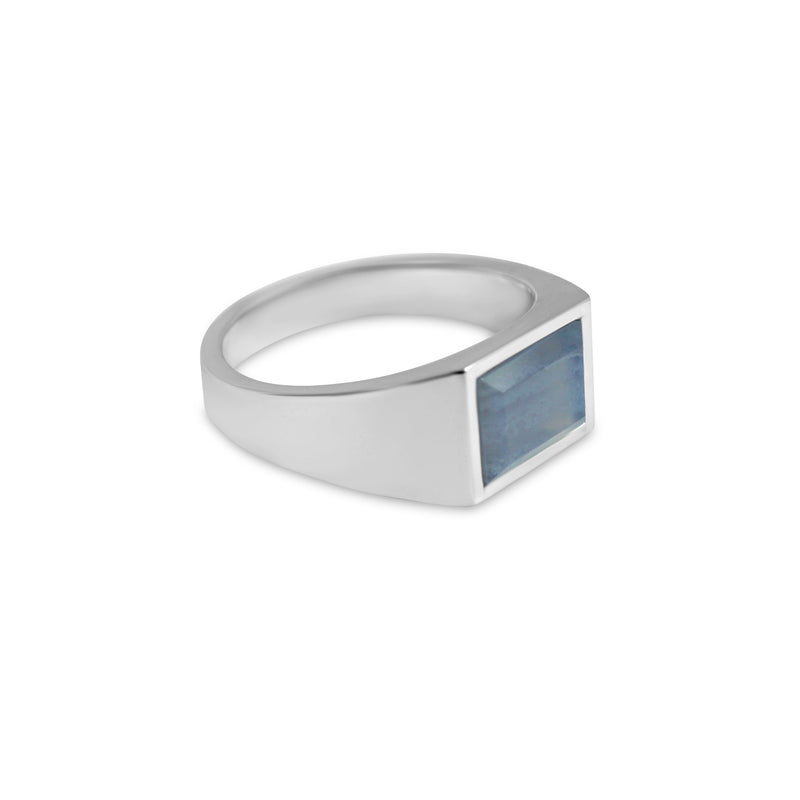 Siegelring mit blauem Stein für Männer aus 925 Sterling Silver Sprezzi Fashion