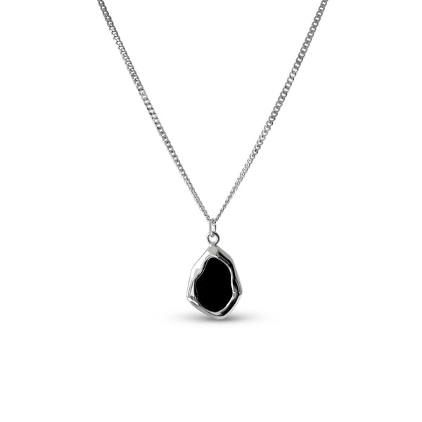Minimalistisches Sterling Silver Halskette mit Onyx Anhänger für Männer