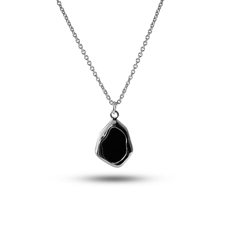 Minimalistisches Sterling Silver Halskette mit Onyx Anhänger für Männer