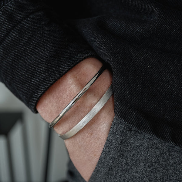 Männer Silber Armreif minimalistisch poliert aus Sterling Silver verstellbare Größe