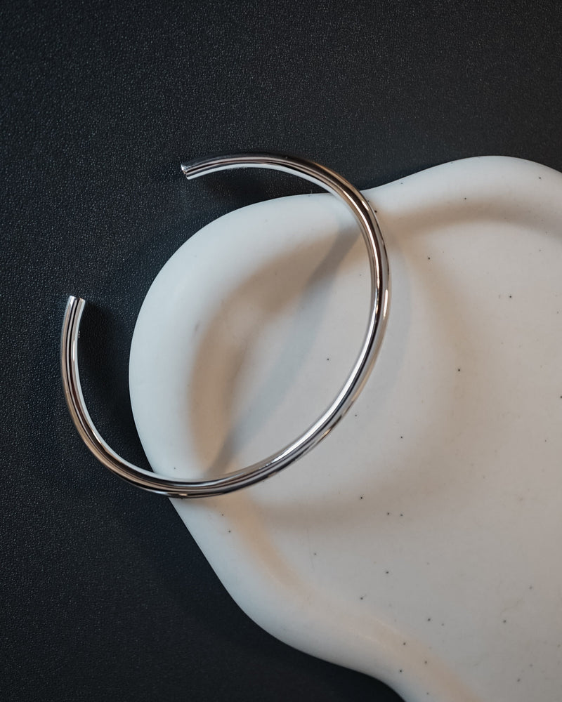 Männer Silber Armreif minimalistisch poliert aus Sterling Silver verstellbare Größe