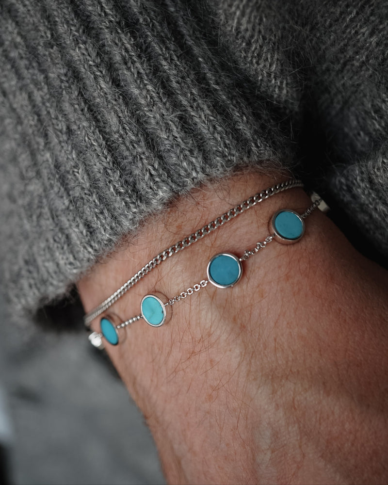 Silber Armband Männer mit Türkis Edelstein minimalistisch Herrenarmband Sprezzi Fashion