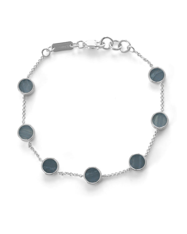 Herren Armband Silber elegant hochwertig Glieder mit blauem Aquamarin Edelstein verstellbar Sprezzi Fashion