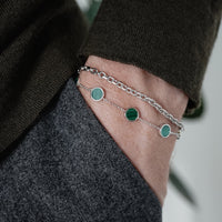 Malachit und Toggle Armband Set für Männer aus 925 Silber handgefertigt robust elegant verstellbar ideal für moderne Looks Sprezzi Fashion