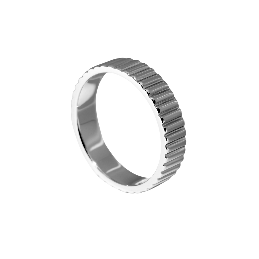 Herren Bandring aus 925 Sterling Silber für Männer minimalistisch modern geriffelt handgemacht Sprezzi Fashion