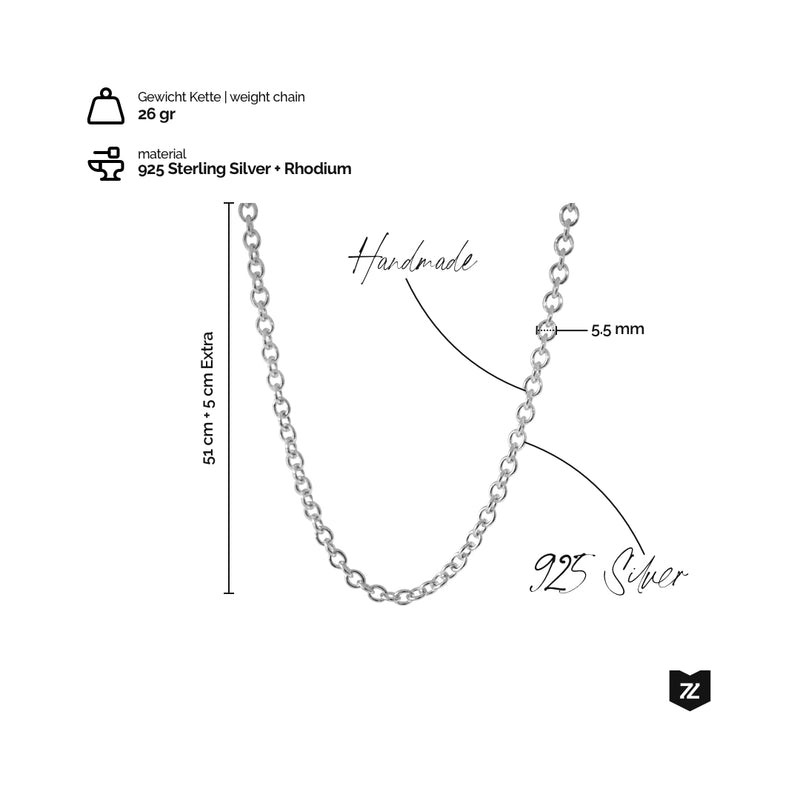 Silber Rolo Kette für Männer aus 925 Sterling Silber