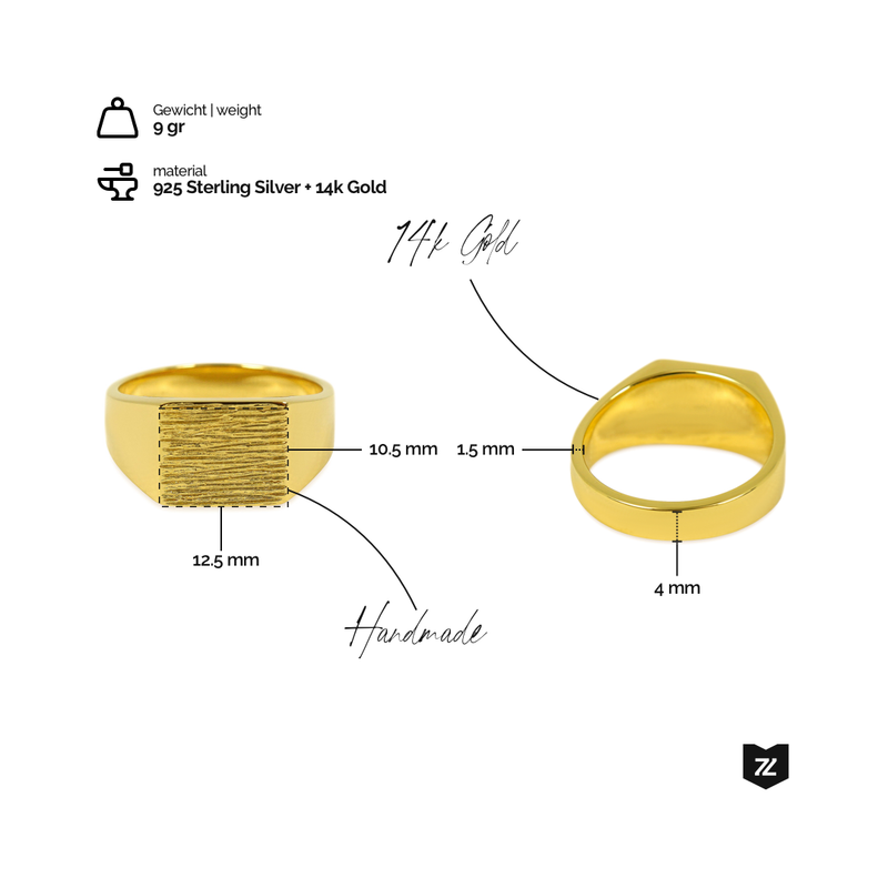 Siegelring Gold Herren minimalistisch massiv Goldring Sprezzi Fashion