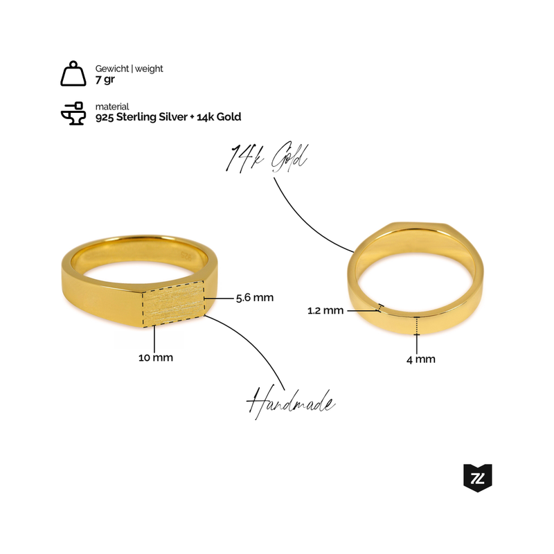 Siegelring Gold Herren minimalistisch massiv Goldring Sprezzi Fashion