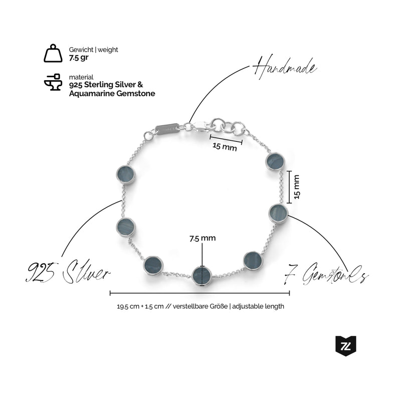Silver Bracelet Aquamarine Stone
