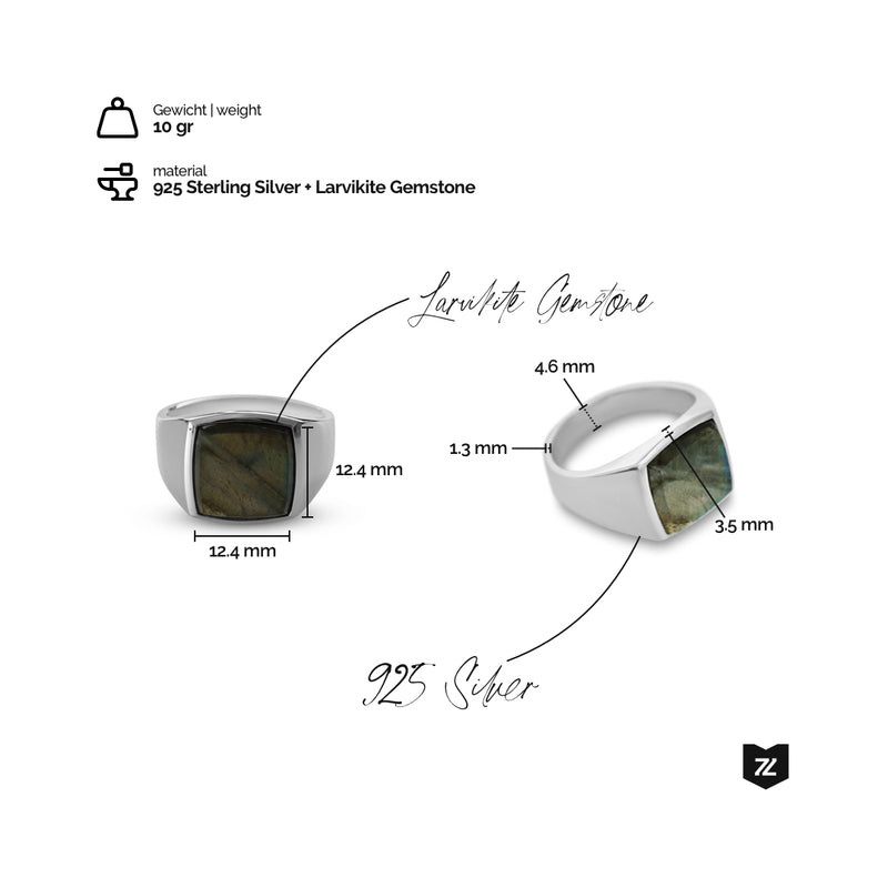 Balance Seal Ring Larvikite Stone