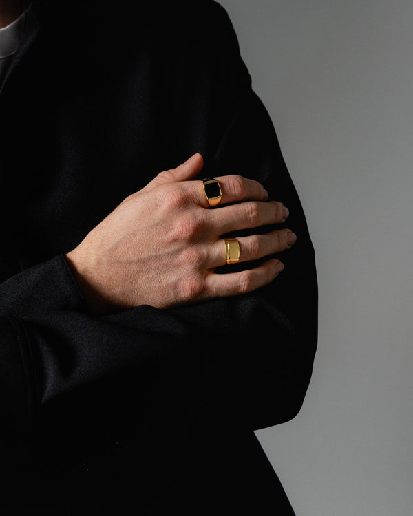 Old Money Style Schmuck Herren Siegelring mit Onyx Stein Goldschmuck Quiet Luxury Look