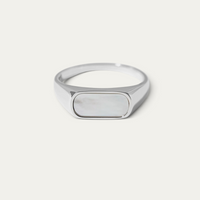 Siegelring 925 Silber schmal mit Stein [Mother of Pearl]