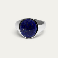 Anello Sello In Argento 925 & Oro Con Pietra Blu [Lapislazzuli]