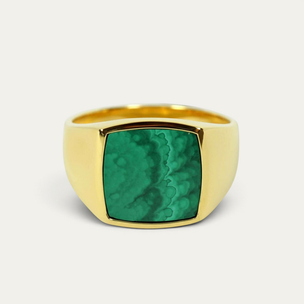 Siegelring Gold mit grünem Stein [Malachit]