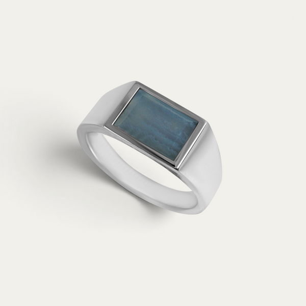 Siegelring 925 Silber mit blauem Stein [Achat]