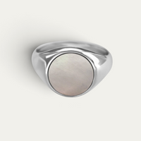 Siegelring 925 Silber & Gold rund [Pearl]