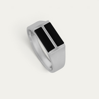 Siegelring 925 Silber & Gold [Doppelter Onyx]