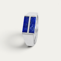 Siegelring 925 Silber & Gold [Doppelter Lapislazuli]