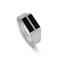 Herren Ring mit doppeltem Onyx Stein aus massivem 925 Silber handgefertigt und elegant poliert Sprezzi Fashion