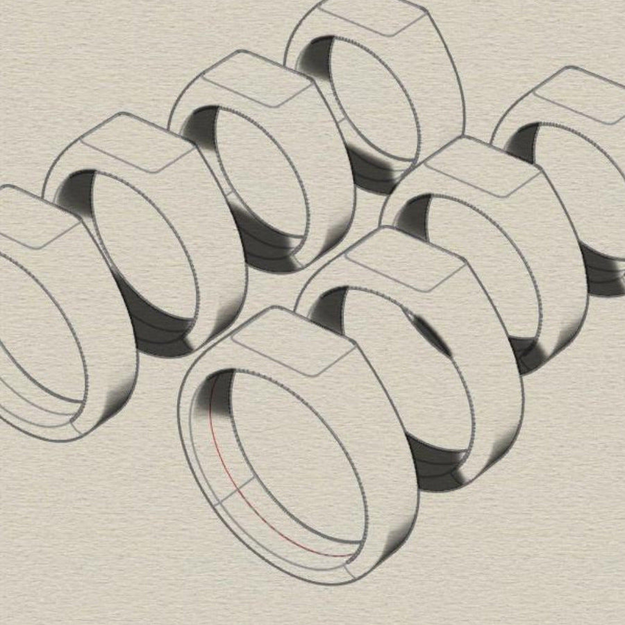 Technische Zeichnung des Ring Raw Thin aus minimalistisches Design von Sprezzi Fashion Schmuck Designer