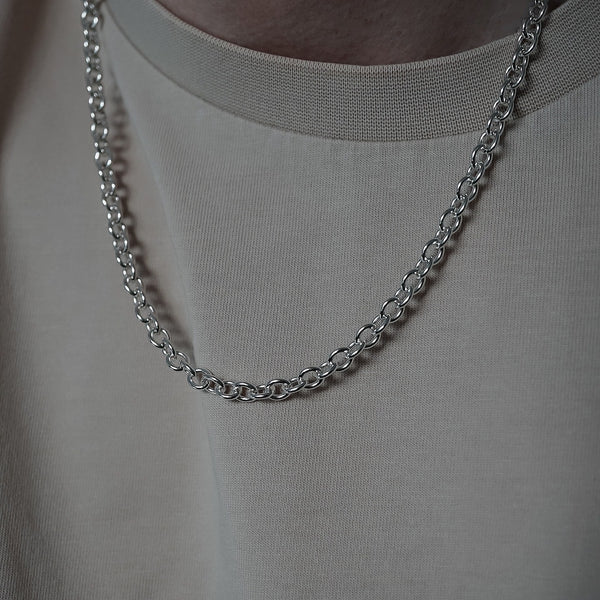 Robuste Rolo Chain Silberkette für Herren im modernen Streetwear Design Sprezzi Fashion