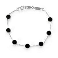 Elegantes Herrenarmband aus 925 Sterling Silber mit eingefasstem schwarzem Onyx Stein im minimalistischen Design für einen modernen Look Sprezzi Fashion