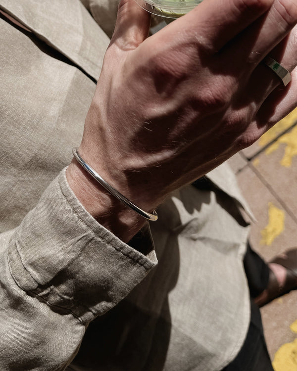 Handgemachter Silber Armreif für Herren mit verstellbarer Größe Sprezzi Fashion