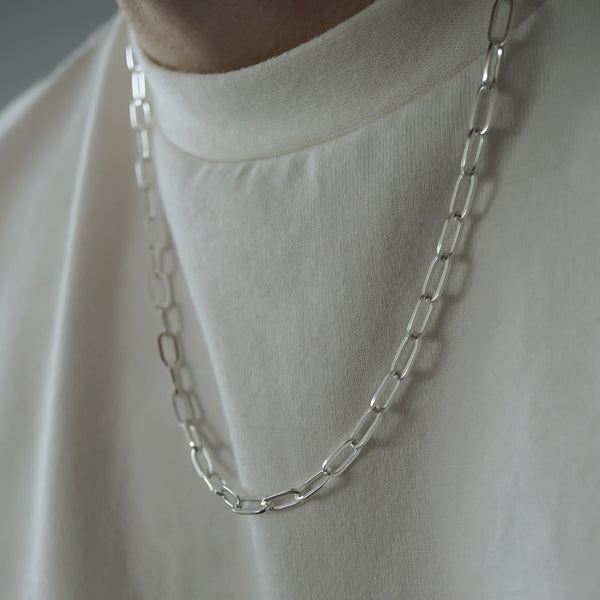 Silber Paperclip Kette fuer Herren aus robustem 925 Sterling Silver Mit Rhodium Beschichtung Verstellbar und Stilvoll Sprezzi Fashion