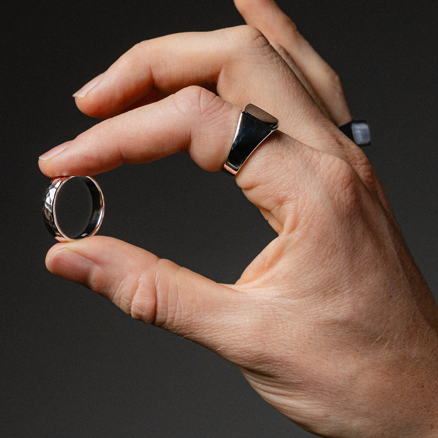 Silber Bandring 925 Sterling Silver gehämmert fein minimalistisch schlicht einzigartig Verlobungsring 