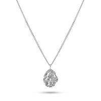 Herren Halskette Silber 925 Sterling Silver minimalistisch mit Meteorit Stil Anhänger und Curb Chain Kette verstellbar hochwertig Sprezzi Fashion